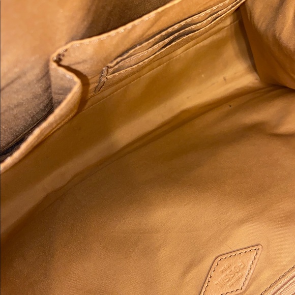 Fossil Carmen Tan Woven Leather Tote Bag with adjustable strap. No hang tag - Picture 10 of 14